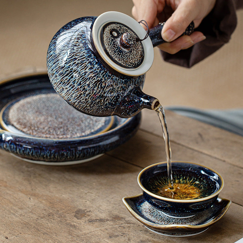 Blue Gold Wave Pattern Teapot
