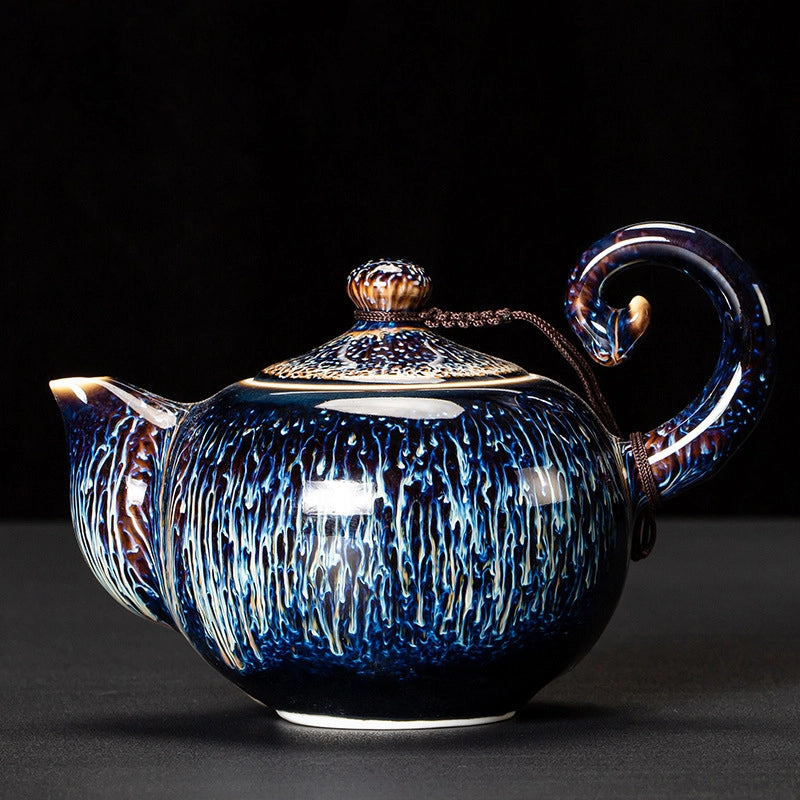 Blue Gold Wave Pattern Teapot