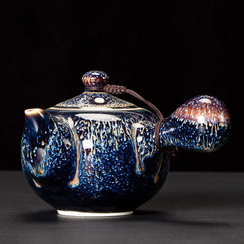 Blue Gold Wave Pattern Teapot