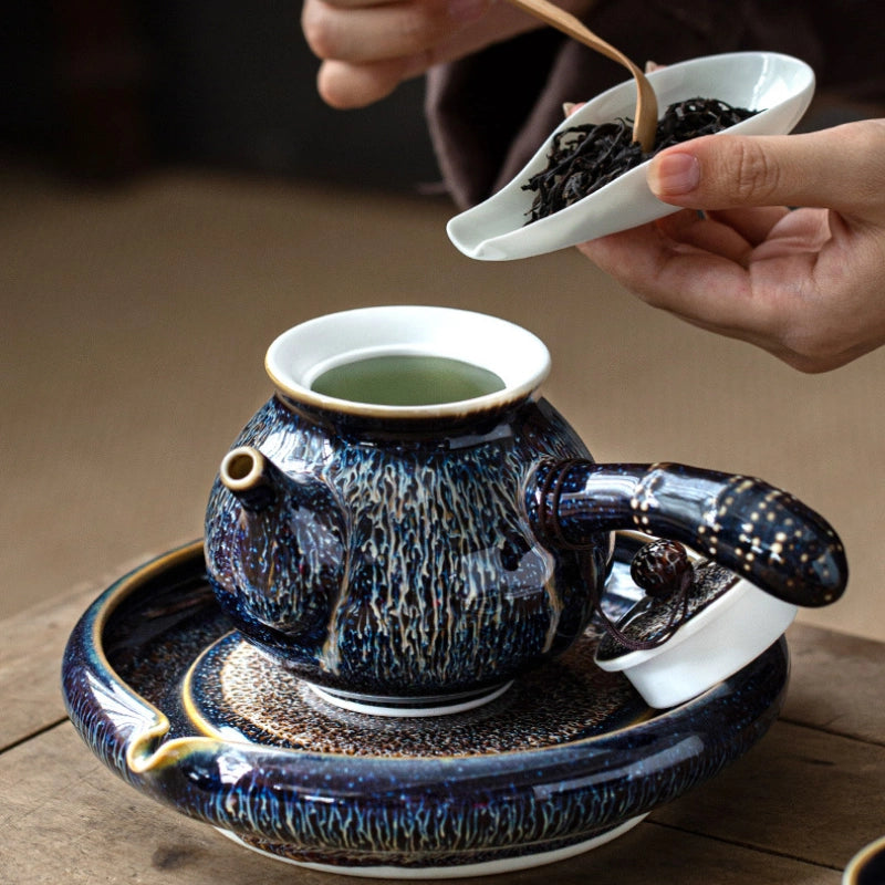 Blue Gold Wave Pattern Teapot