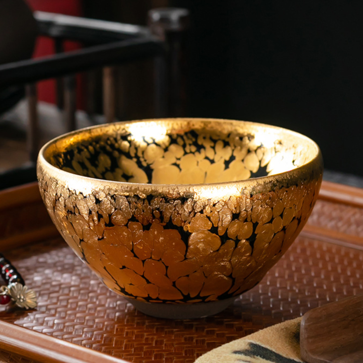 Golden Speck Tenmoku Ceramic Tea Cup