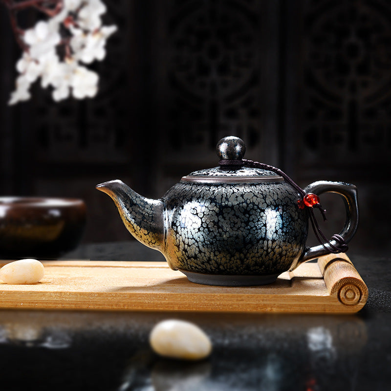 Japanese Silver Black Kung Fu Teapot