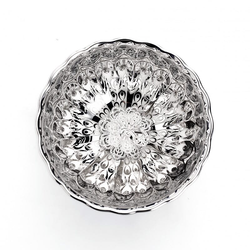 Vivid Silver Tenmoku Tea Cup