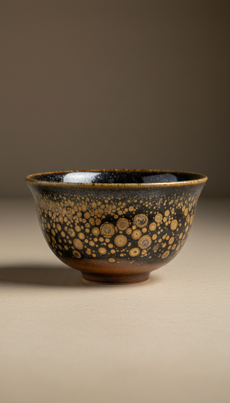 Soft gold Tenmoku tea cup