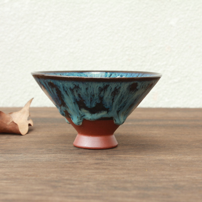 Art Tea Cup JianZhan Tenmoku Tea Cup Noble Peacock