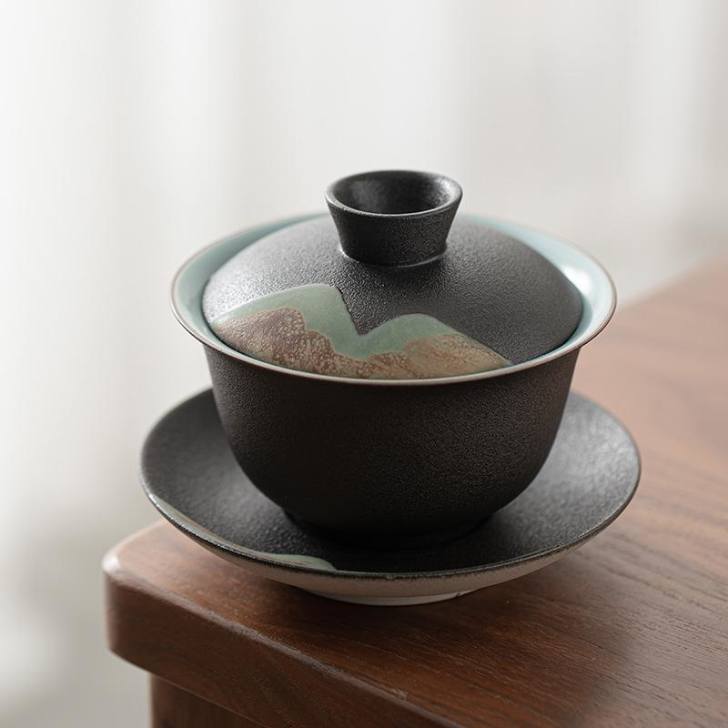 Art Tea Cup JianZhan Tenmoku Gai Wan Far Mountain