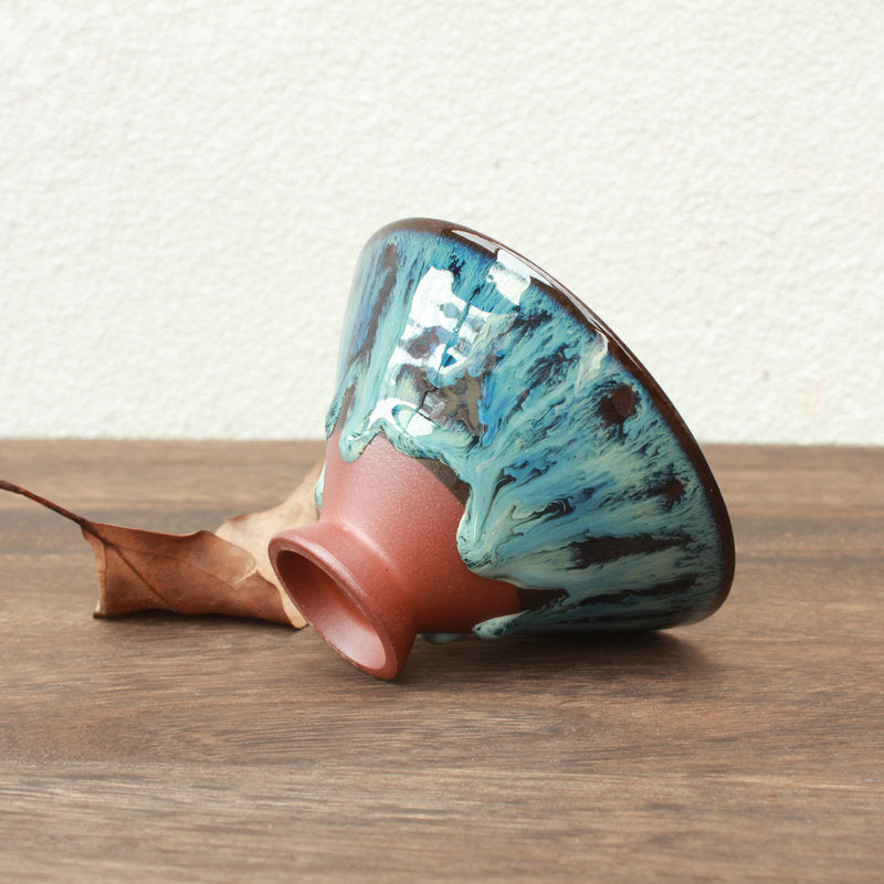 Art Tea Cup JianZhan Tenmoku Tea Cup Noble Peacock
