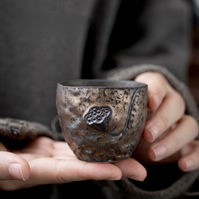 Art Tea Cup JianZhan Tenmoku Tea Cup Lotus
