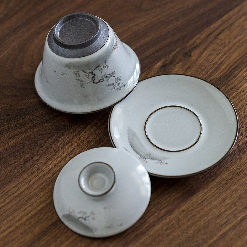 Art Tea Cup JianZhan Tenmoku Scenery Gai Wan