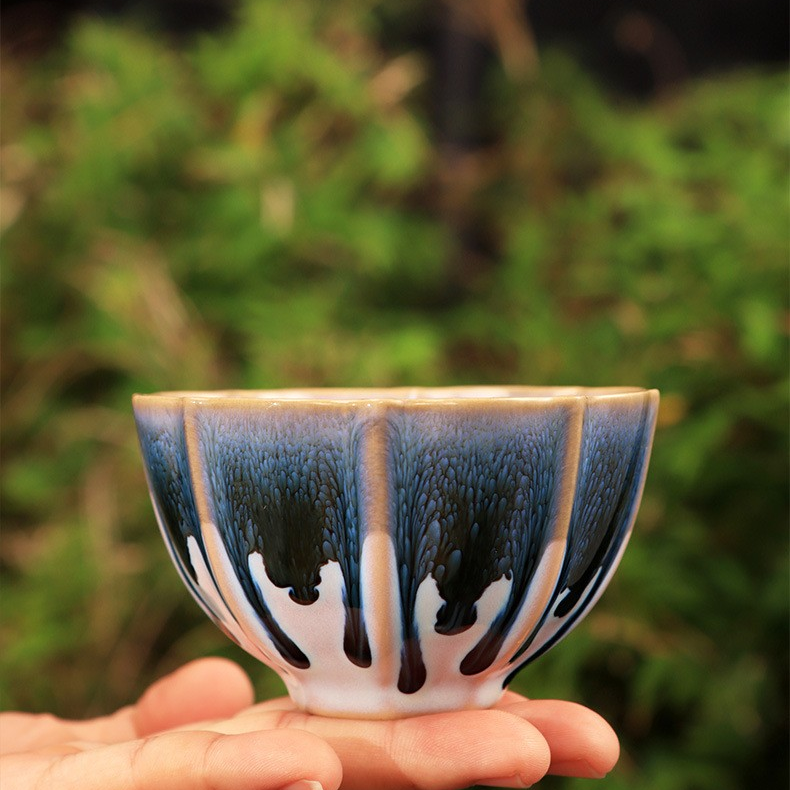 Art Tea Cup JianZhan Tenmoku Teacup Peacock Feather