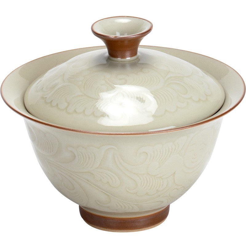 Art Tea Cup JianZhan Tenmoku Gai Wan Peony