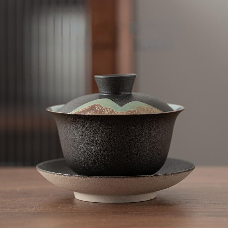 Art Tea Cup JianZhan Tenmoku Gai Wan Far Mountain