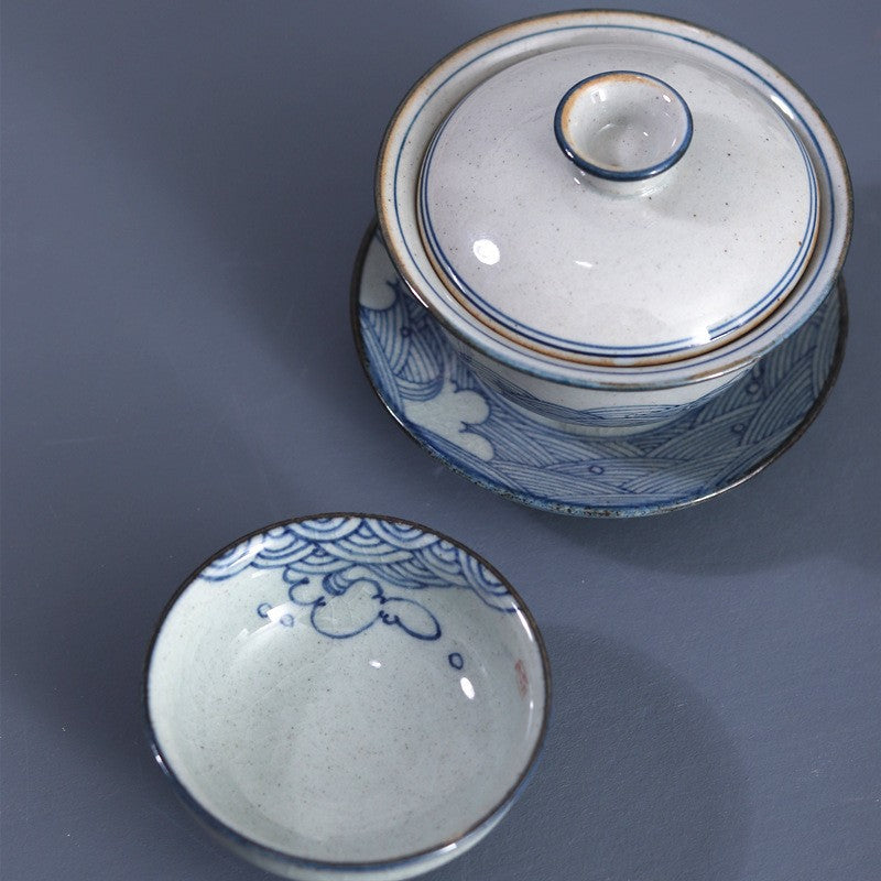 Art Tea Cup JianZhan Tenmoku Gai Wan Wave