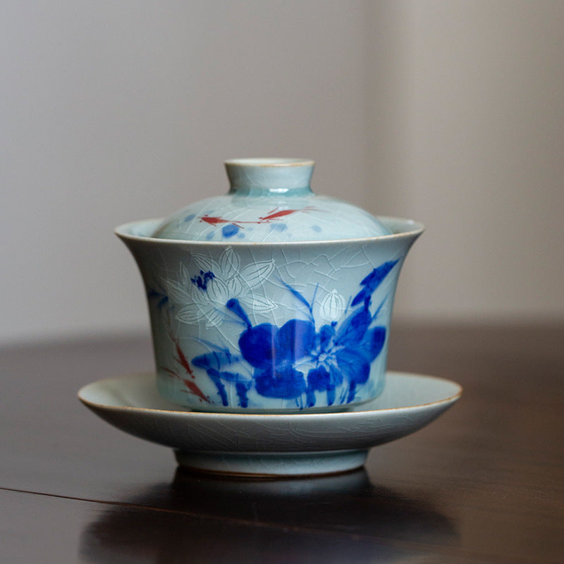 Blue Lotus Fish Tea Cup