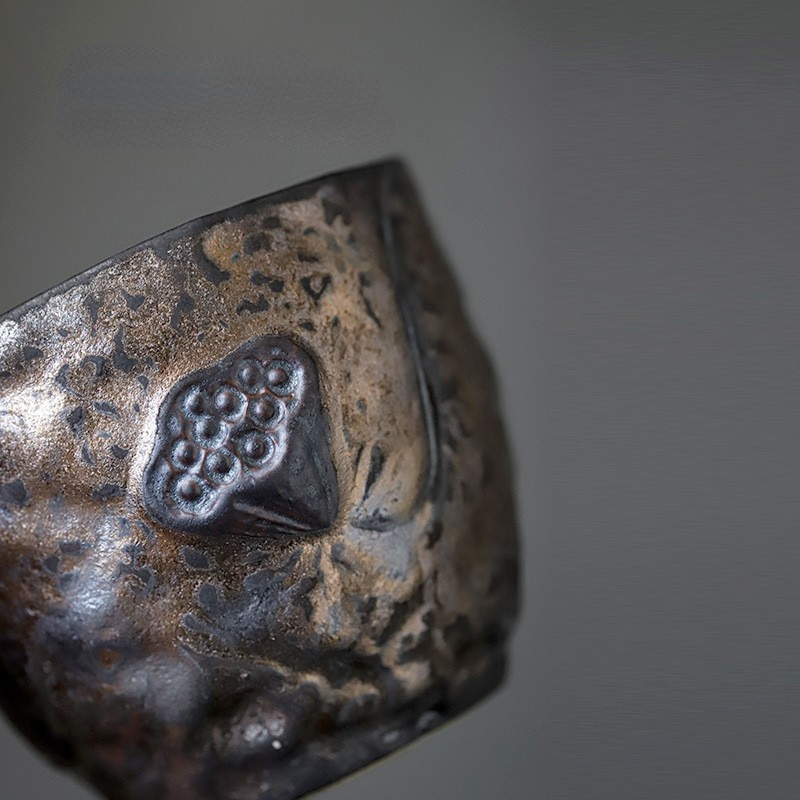 Art Tea Cup JianZhan Tenmoku Tea Cup Lotus