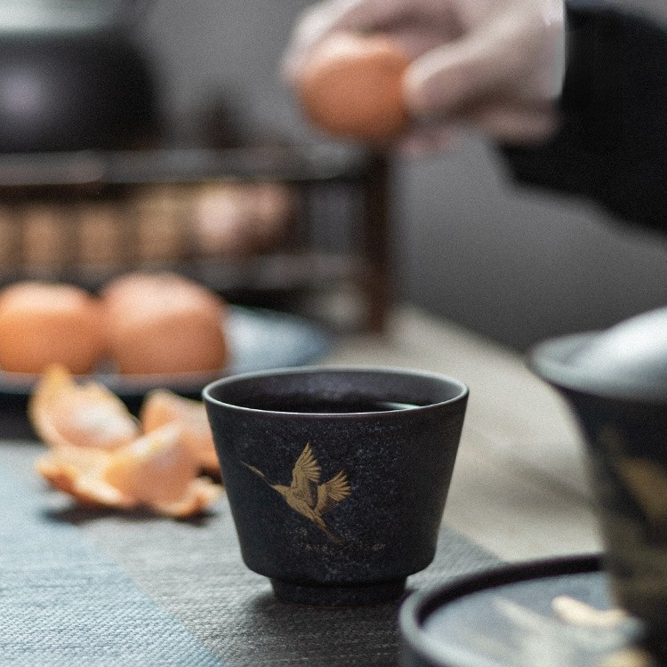 Art Tea Cup JianZhan Tenmoku Silver Spot Tea Set