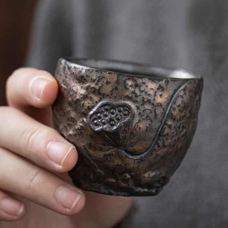 Art Tea Cup JianZhan Tenmoku Tea Cup Lotus