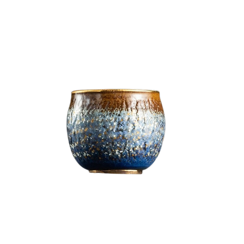 Geometric Gold Rim Ceramic Tea Cup