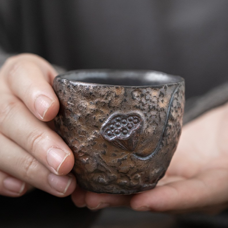 Art Tea Cup JianZhan Tenmoku Tea Cup Lotus
