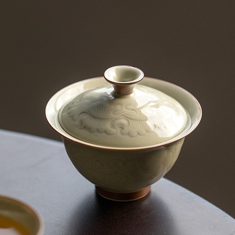 Art Tea Cup JianZhan Tenmoku Gai Wan Peony