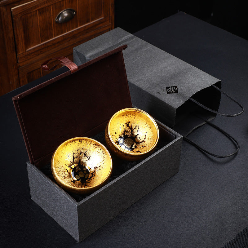 Art Tea Cup JianZhan Tenmoku Gold Tea Cup