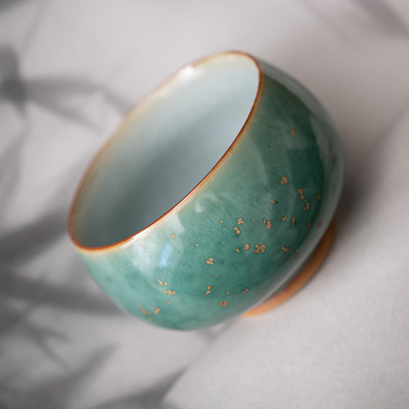 Green Glaze Gold Spot Tea Cup