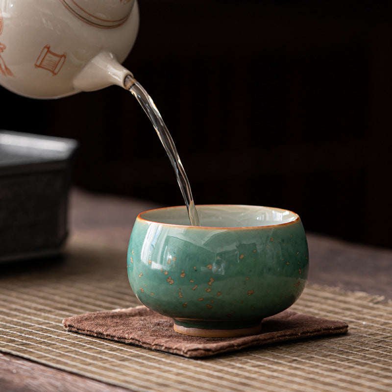 Green Glaze Gold Spot Tea Cup