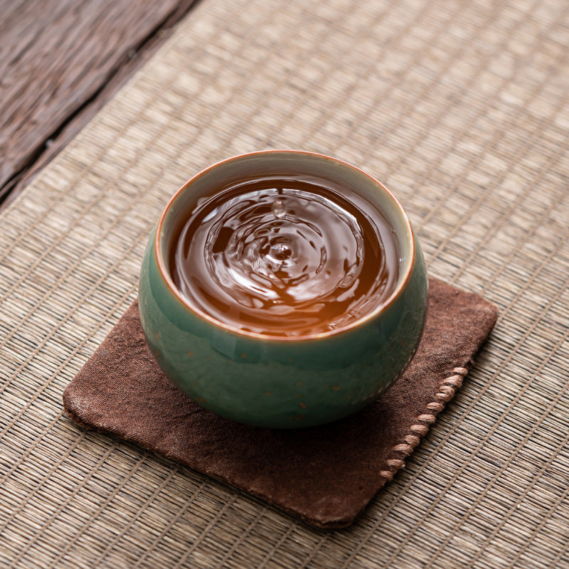 Green Glaze Gold Spot Tea Cup