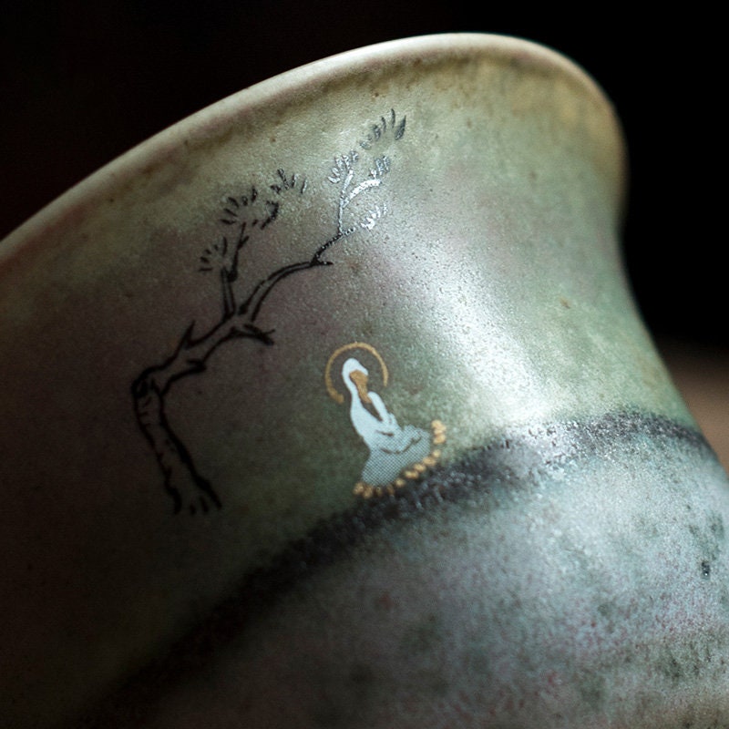 Buddha Painted Gaiwan Tea Cup