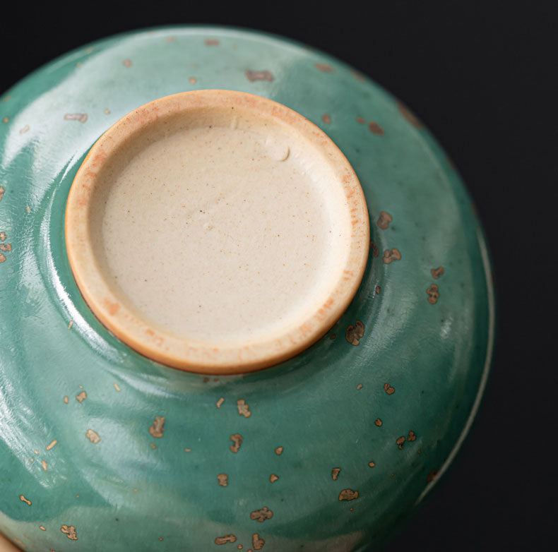 Green Glaze Gold Spot Tea Cup