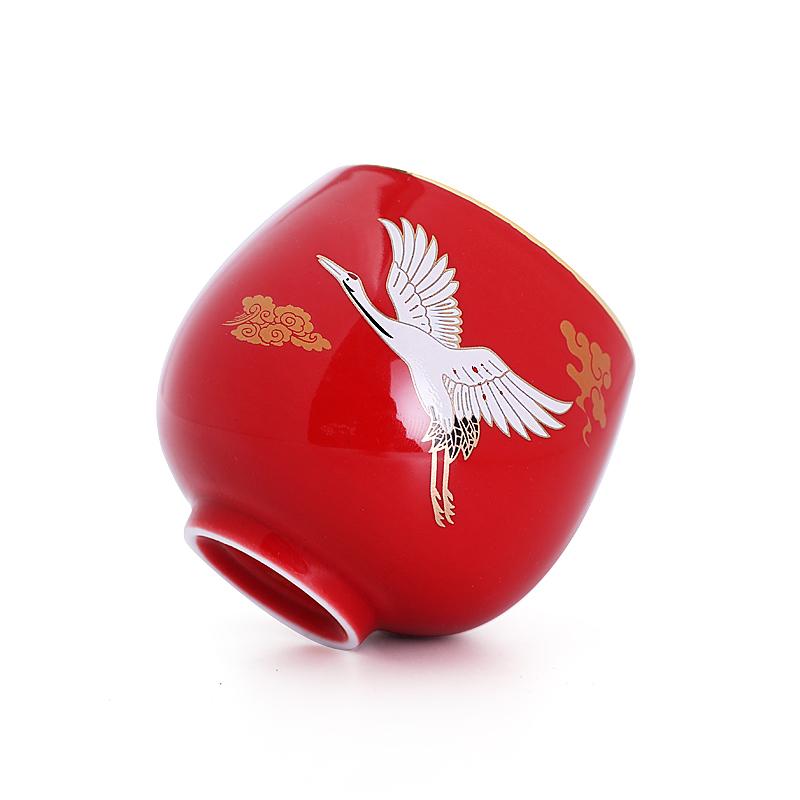 Art Tea Cup JianZhan Tenmoku Teacup Crane