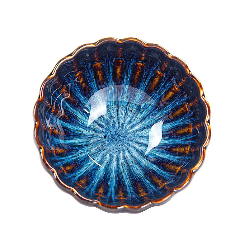 Art Tea Cup JianZhan Tenmoku Tea Cup Golden Peacock