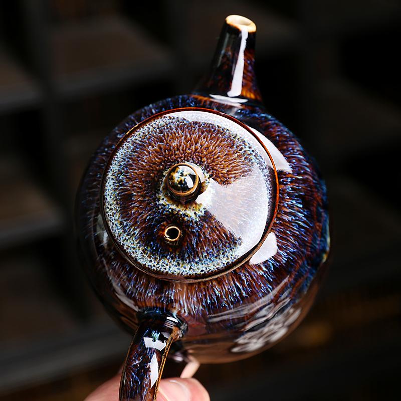 Art Tea Cup JianZhan Tenmoku Teapot Golden Peacock
