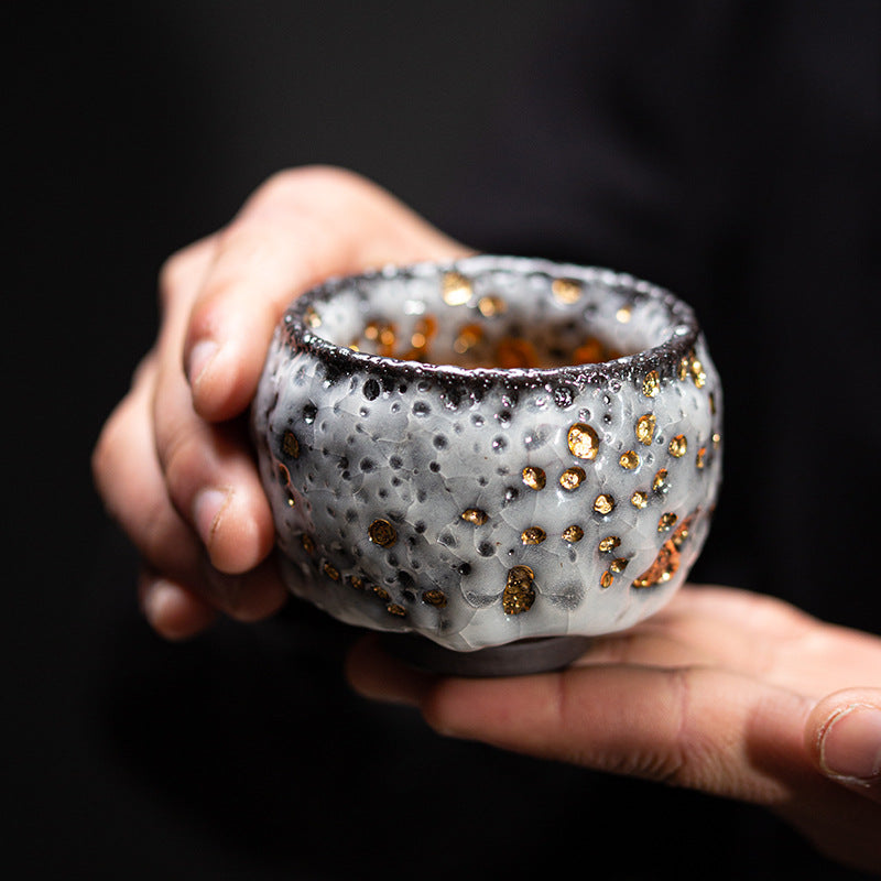 Gold-Flecked Kiln-Fired Tea Cup