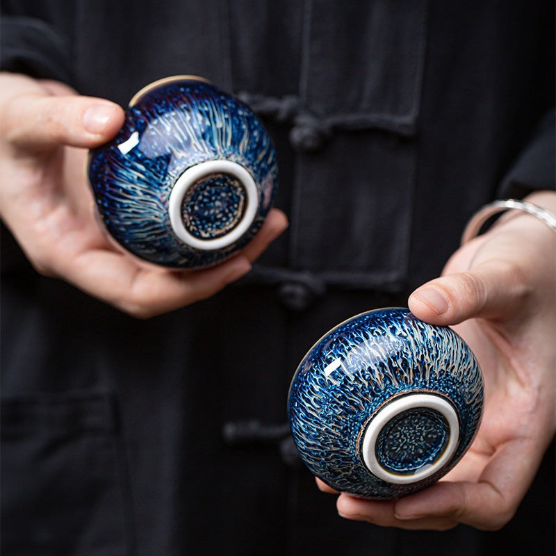 Blue Glaze Texture Tea Cup Gift Set