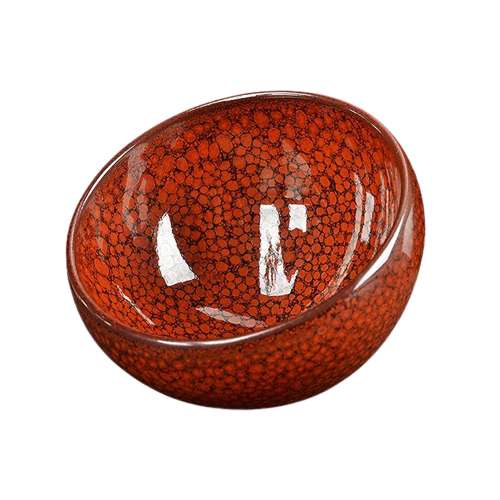 Orange Flow Tenmoku Ceramic Teacup Bowl