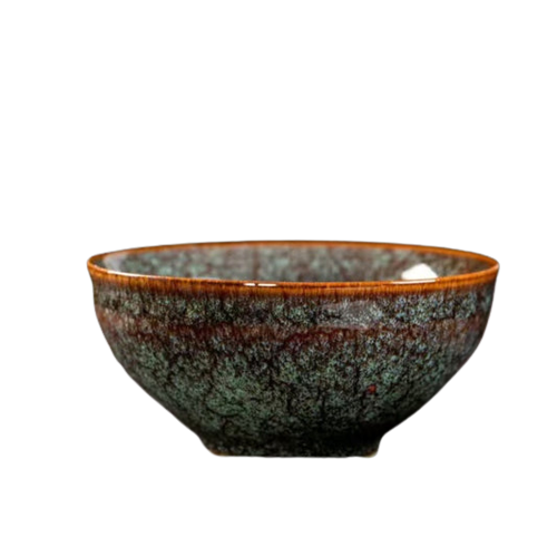 Green Gold Geometric Ceramic Tea Cup