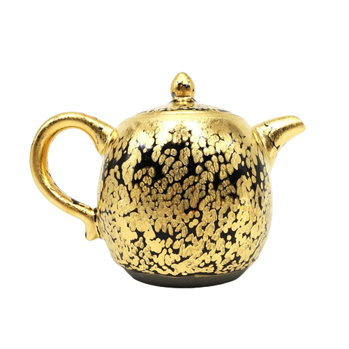 Gold Flow Tenmoku Ceramic Teapot
