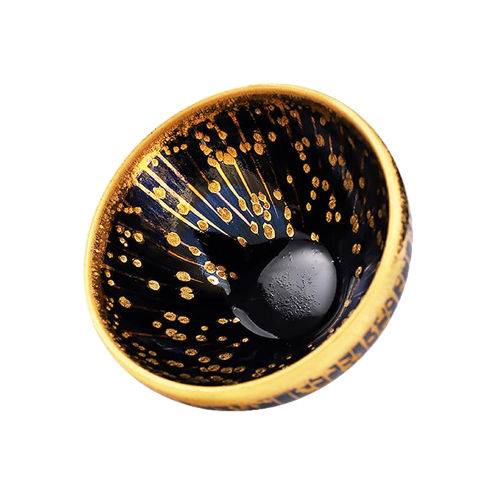 Golden Drops Tenmoku Ceramic Tea Cup