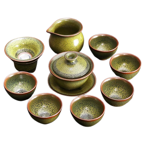 Sunflower Tenmoku Ceramic Tea Cup Set