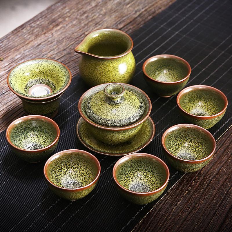 Art Tea Cup JianZhan Tenmoku Tea Set Sunflower