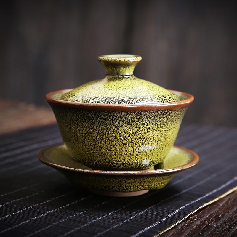 Art Tea Cup JianZhan Tenmoku Tea Set Sunflower