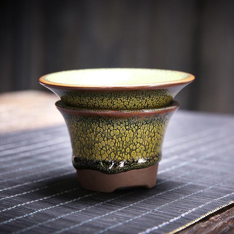 Art Tea Cup JianZhan Tenmoku Tea Set Sunflower