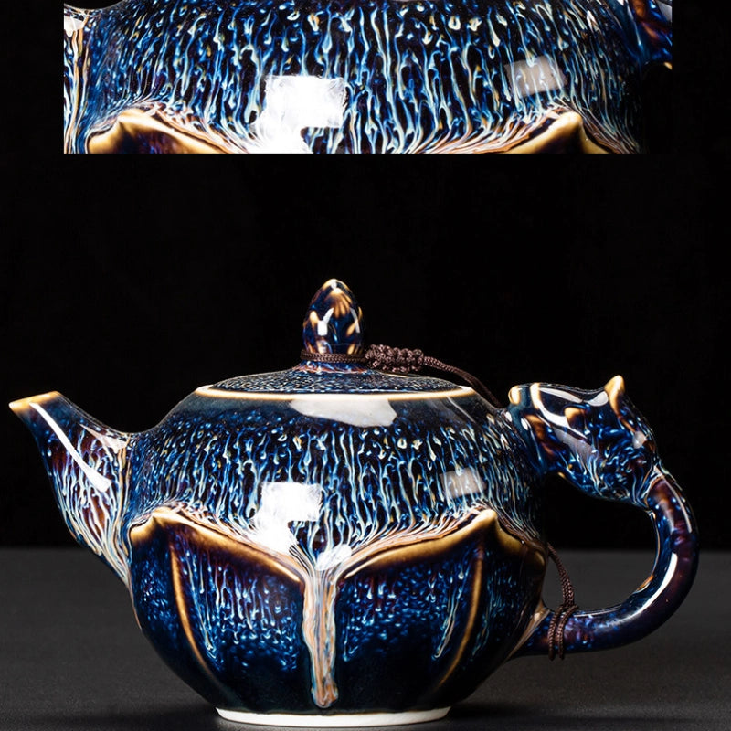 Blue Gold Wave Pattern Teapot