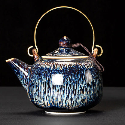 Blue Gold Wave Pattern Teapot