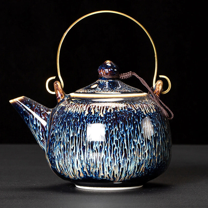 Blue Gold Wave Pattern Teapot