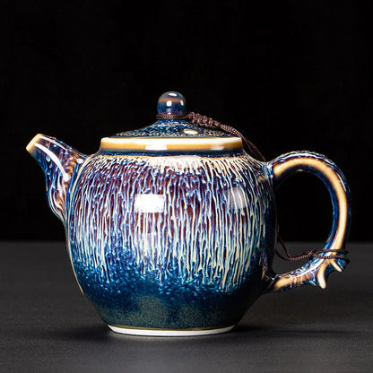 Blue Gold Wave Pattern Teapot