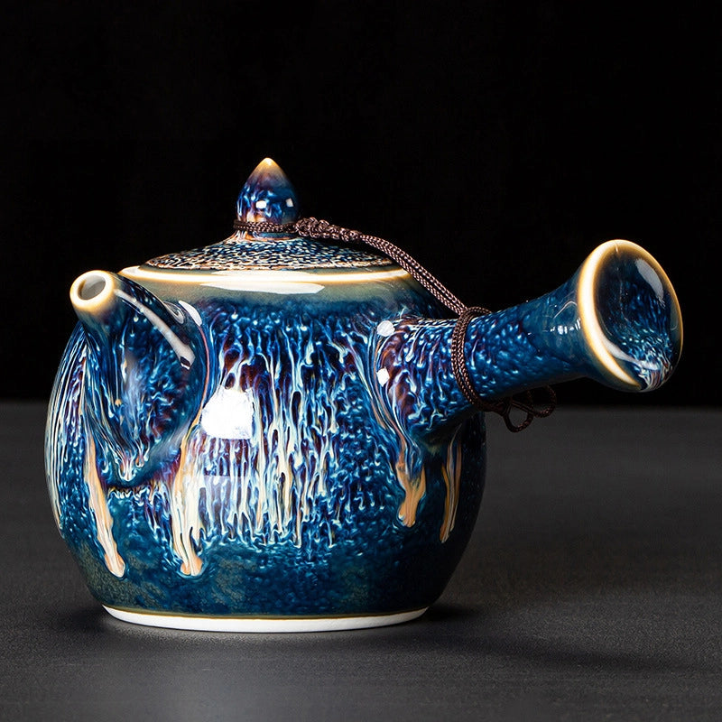 Blue Gold Wave Pattern Teapot