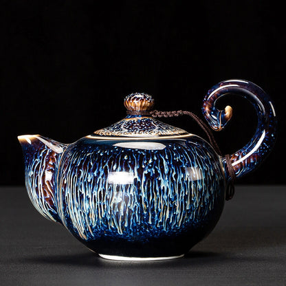 Blue Gold Wave Pattern Teapot