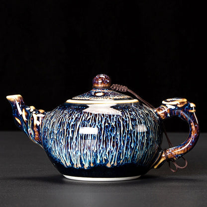 Blue Gold Wave Pattern Teapot